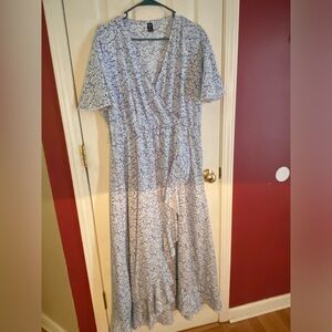 Floral long wrap dress